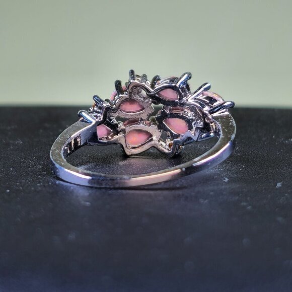 Unique Synthetic Opal & Orange Crystal Cluster Ring Size 10 (NWOT) - Picture 4 of 5